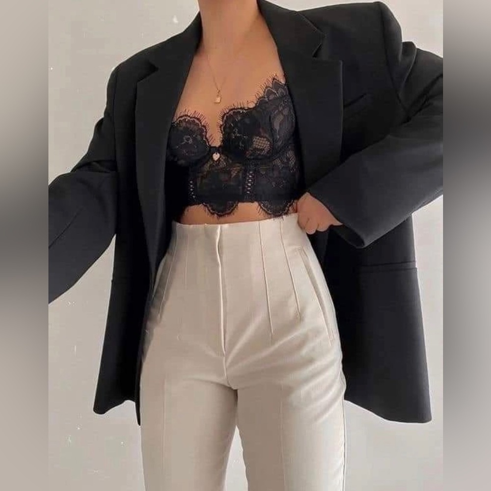 ✨NEW ZARA HIGH WAISTED PANTS SMALL CREAM OLD MONEY ✨